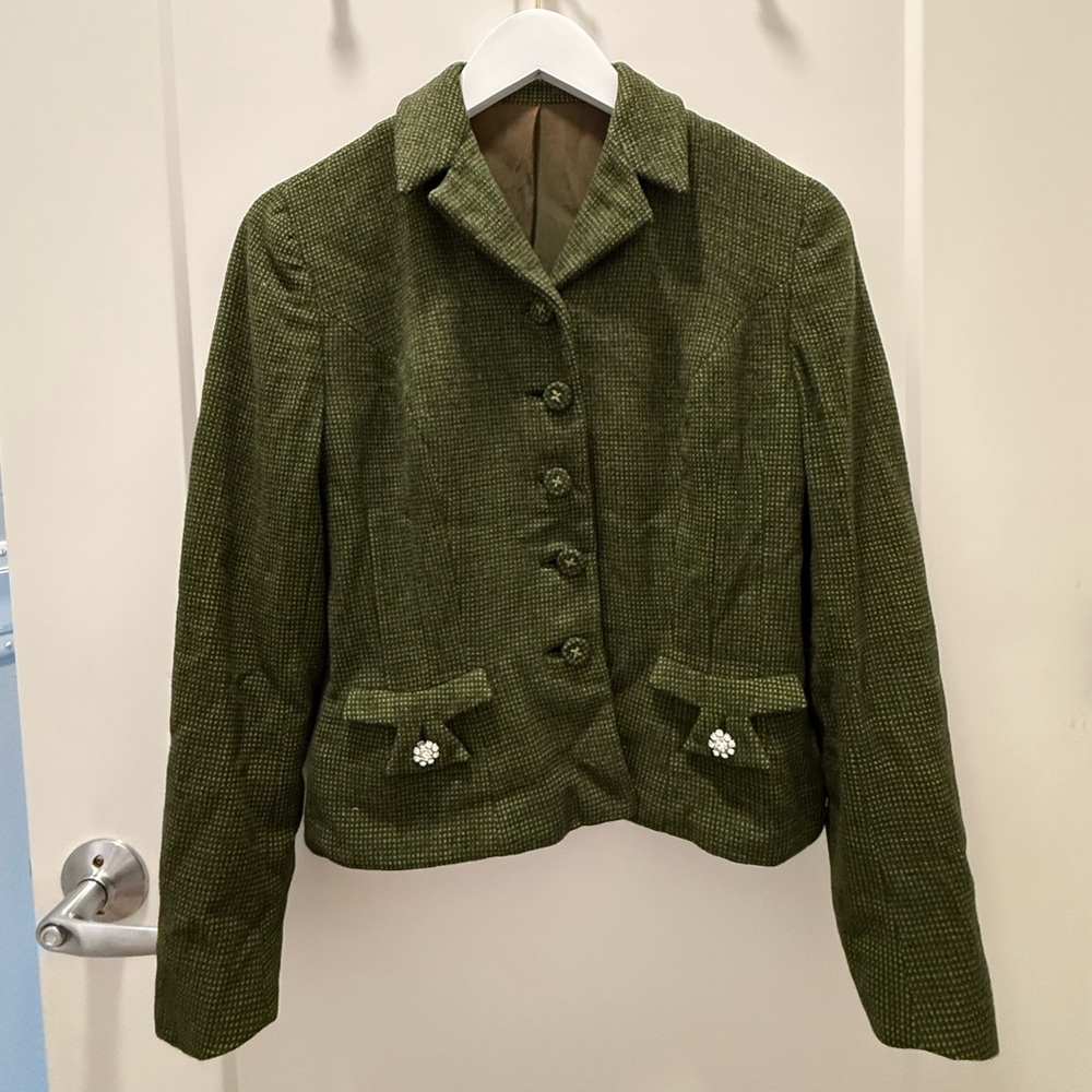 Vintage Olive Green Tailored Jacket